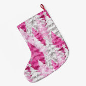 Gold Glam Pink White Christmas Trees ラージクリスマスストッキング (裏面 (吊り時))