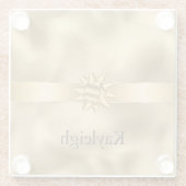 Gold Glam Ribbon and Bow Christmas ガラスコースター (裏面)