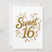 Gold Glam Sweet 16 Birthday Party 招待状 (裏面)