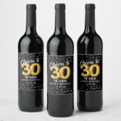 Gold Glitter 30th Birthday Party Wine Label ワインラベル (ボトル)