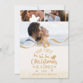 Gold Glitter 3 Photo Christmas シーズンカード (正面)