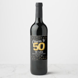 Gold Glitter 50th Birthday Party Wine Label ワインラベル