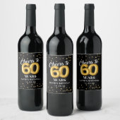 Gold Glitter 60th Birthday Party Wine Label ワインラベル (ボトル)