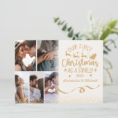 Gold Glitter 6 Photo First Christmas as a Family シーズンカード (スタンド正面)