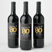 Gold Glitter 80th Birthday Party Wine Label ワインラベル (ボトル)