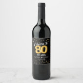 Gold Glitter 80th Birthday Party Wine Label ワインラベル (正面)