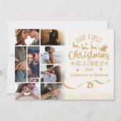 Gold Glitter 8 Photo First Christmas as a Family シーズンカード (正面)