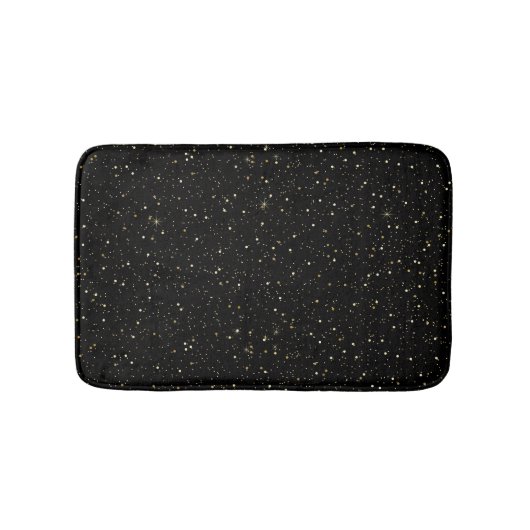 Gold glitter and sparkles on black バスマット (正面)