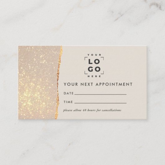 Gold Glitter Appointment Reminder & Business 名刺 (正面)