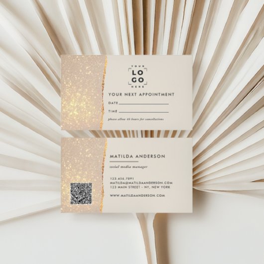 Gold Glitter Appointment Reminder & Business 名刺