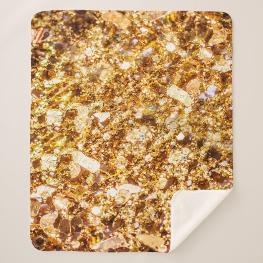 Gold glitter background シェルパブランケット (正面)