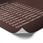 Gold Glitter Birthday Alphabetic Seating Plan  ポスター (角)