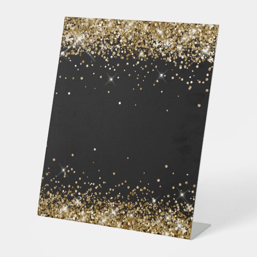 Gold Glitter Black Blank 台座サイン (正面)