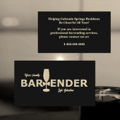 Gold Glitter & Black Event Bartender Business Card 名刺