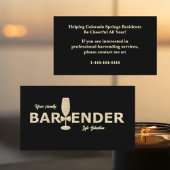 Gold Glitter & Black Event Bartender Business Card 名刺