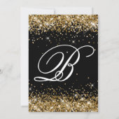 Gold Glitter Black Fancy Monogram 18th Birthday 招待状 (裏面)