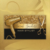 Gold Glitter & Black Glam Hair Stylist  名刺