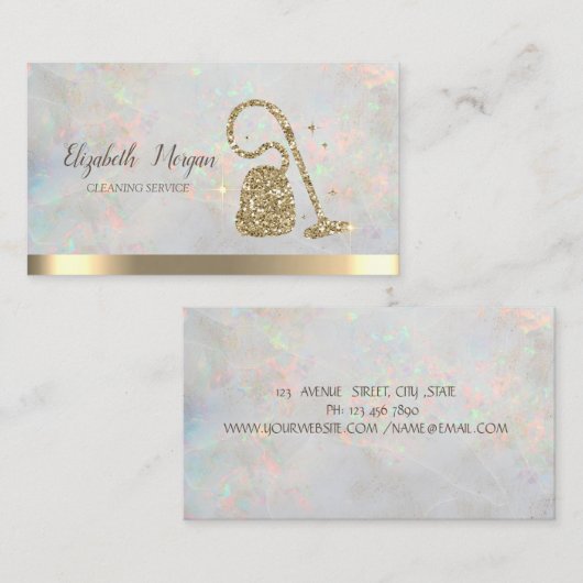 Gold Glitter Broom Vacuum cleaner Opal 名刺 (正面/裏面)