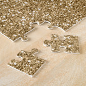 Gold Glitter Burgundy Red Heart Love ジグソーパズル (側面)