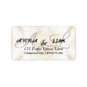 Gold Glitter Calligraphy Wedding Return ラベル (正面)
