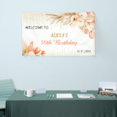 Gold Glitter Chain Yellow Orange Floral Birthday 横断幕 (トレードショー)