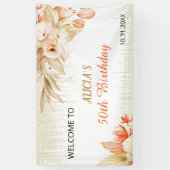 Gold Glitter Chain Yellow Orange Floral Birthday 横断幕 (縦)