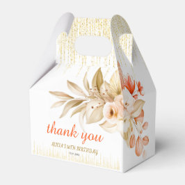 Gold Glitter Chain Yellow Orange Flower Birthday  フェイバーボックス