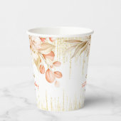 Gold Glitter Chain Yellow Orange Flower Birthday  紙コップ (左)