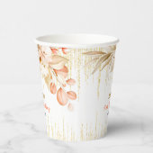 Gold Glitter Chain Yellow Orange Flower Birthday  紙コップ (右)