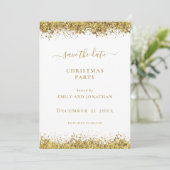 Gold Glitter Christmas Party Save the Date card 招待状 (スタンド正面)