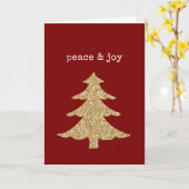 Gold Glitter Christmas Tree Red Peace Joy カード (黄色い花)