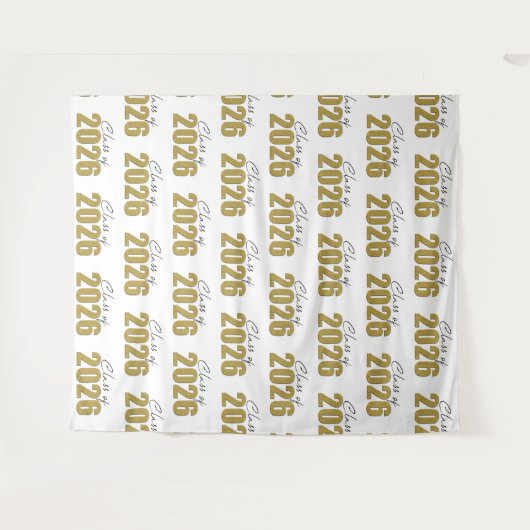 Gold Glitter Class of 2026 Photo Backdrop タペストリー (正面(横))