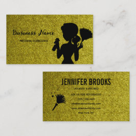 Gold Glitter Cleaning Service Housekeeper Maid 名刺