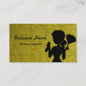 Gold Glitter Cleaning Service Housekeeper Maid 名刺 (正面)