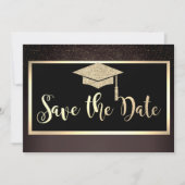 Gold Glitter Confetti Brown Grad Save The Date セーブザデート (正面)