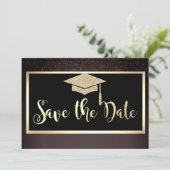 Gold Glitter Confetti Brown Grad Save The Date セーブザデート (スタンド正面)