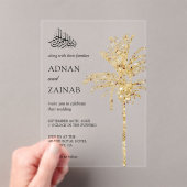 Gold Glitter Date Palm Muslim Wedding アクリル招待状 (インサイチュ (ポータブル))