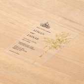 Gold Glitter Date Palm Muslim Wedding アクリル招待状 (レイダウン)