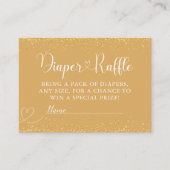 Gold Glitter Diaper Raffle Luxe Heart Script エンクロージャーカード (正面)