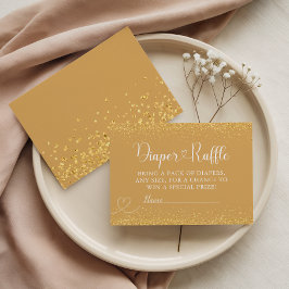 Gold Glitter Diaper Raffle Luxe Heart Script エンクロージャーカード