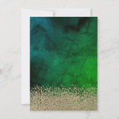 Gold Glitter Dress,Diamonds Watercolor Green  招待状 (裏面)