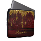 Gold Glitter Drip Red Sparkle Electronics Bag ラップトップスリーブ (正面右)