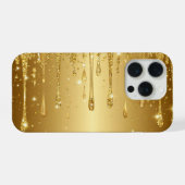 Gold Glitter Drip sparkly feminine aesthetic gift iPhoneケース (裏面横)