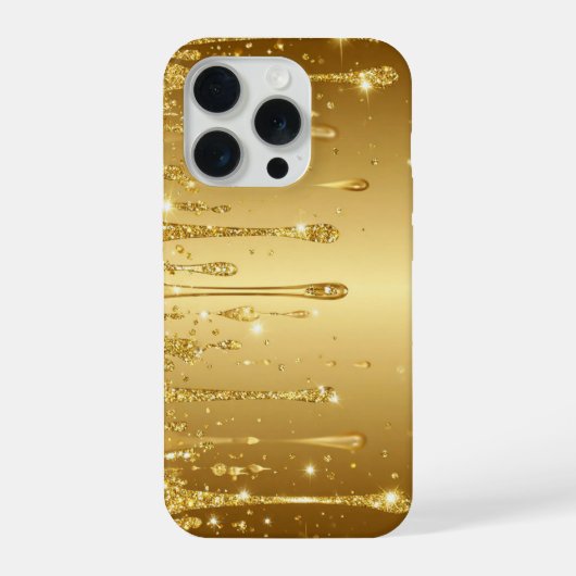 Gold Glitter Drip sparkly feminine aesthetic gift iPhoneケース (裏面)