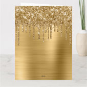 Gold Glitter Drips Metallic Merry Christmas カード (裏面)