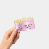 Gold Glitter Drips Pink Shimmer バッジ (手持ち)