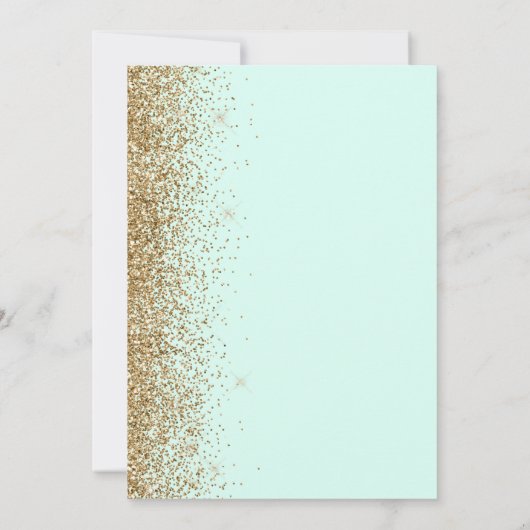Gold Glitter Edge Mint Green Save the Date 案内状 (裏面)