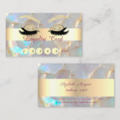 Gold Glitter Faux Lashes Opal Stone ロイヤリティカード (正面/裏面)