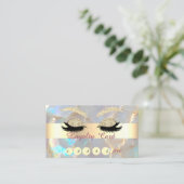 Gold Glitter Faux Lashes Opal Stone ロイヤリティカード (スタンド正面)