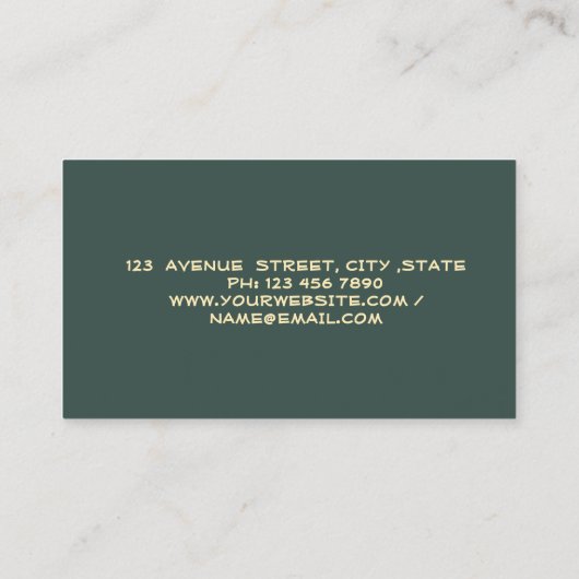 Gold Glitter Feather Stripe Notary Sage Green 名刺 (裏面)